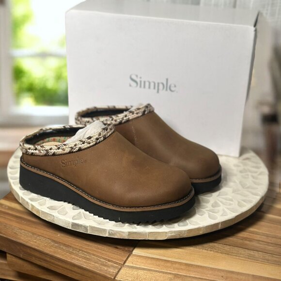 Simple $149 Leather Clog Mules Women’s 6 Brown Platform Slip-On Boho Comfortcore - Picture 6 of 14